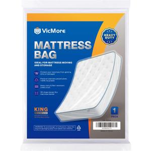 VICMORE 3mil Heavy-Duty Plastic Mattress Bag for King/Cal King Size  Tear-Resistant Mattress Protector Cover for Moving & Storage, Transparent & Easy Fit