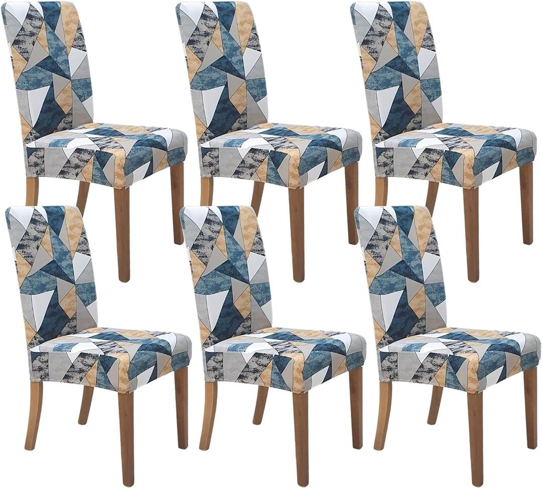 SPRINGRICO Chair Covers for Dining Room 6 Pack, Stretch Dining Chair Cover, Washable Spandex Kitchen Parsons Chair Slipcovers, Removable Seat Protector for Home or Party (Set of 6, Lucid Dream)