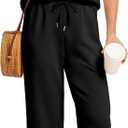Sampeel Two Piece Sets for Women Summer Vacation Outfits Cap Sleeve Tops Lounge Matching Sets Clothing Beach Fashion Clothes (Black, M)