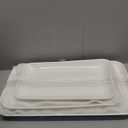 DELLING Large Serving Platter Set 16/14/12inch Large Serving Tray - Rectangular White Serving Trays for Party, Turkey Platter Set of 3, Christmas