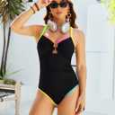 Blooming Jelly Womens One Piece Swimsuit Slimming Tummy Control Bathing Suit Shapewear Full Coverage Swim Suits (Black, M)