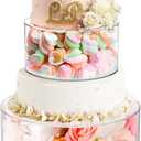 Jucoan Set of 2 Clear Acrylic Fillable Cake Stand, Cake Tier Display Stand Cupcake Stand, 12 Inch & 8 Inch Round Cylinder Display Riser for Wedding Birthday Baby Shower Easter Party Centerpieces