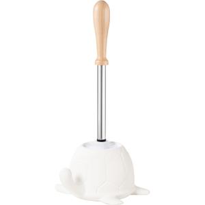 Turtle Base Toilet Brush and Holder Set - Ceramic Toilet Bowl Cleaner Brush, DIY-Paintable Toilet Base Bathroom Brush for Home & Commercial Use - White