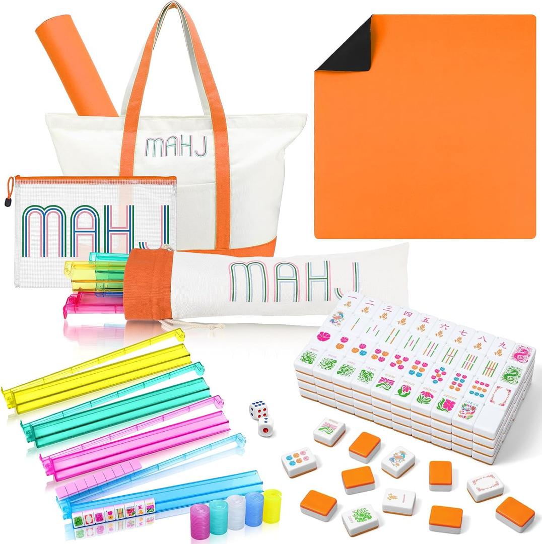 Ceenna American Mahjong Set with Carrying Bag,American,Orange