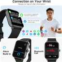 Smart Watch for Men,1.85 inch AMOLED Touchscreen for Android & iPhone Alexa Built-in Bluetooth Calls,Fitness Watch 110+ Sport Modes Heart Rate/Sp02/Sleep/Calories Monitor IP68 Waterproof(Black, 1.85)