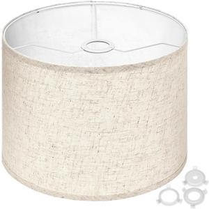 Lamp Shades 8.7" Top x 8.7" Bottom x 7.9" Height Set of 1  Small Beige Lampshades  Fits E26, E14 & 11mm Adapters  Easy Assembly (Ships Rolled Flat) (Beige - Pack of 1, Small)