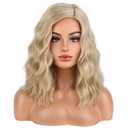 BERON Blonde Wigs for Women Short Curly Wavy Wig Girls Dirty Blonde Shoulder Length Body Heat Resistant Synthetic Hair Wig for Cosplay Party or Daily