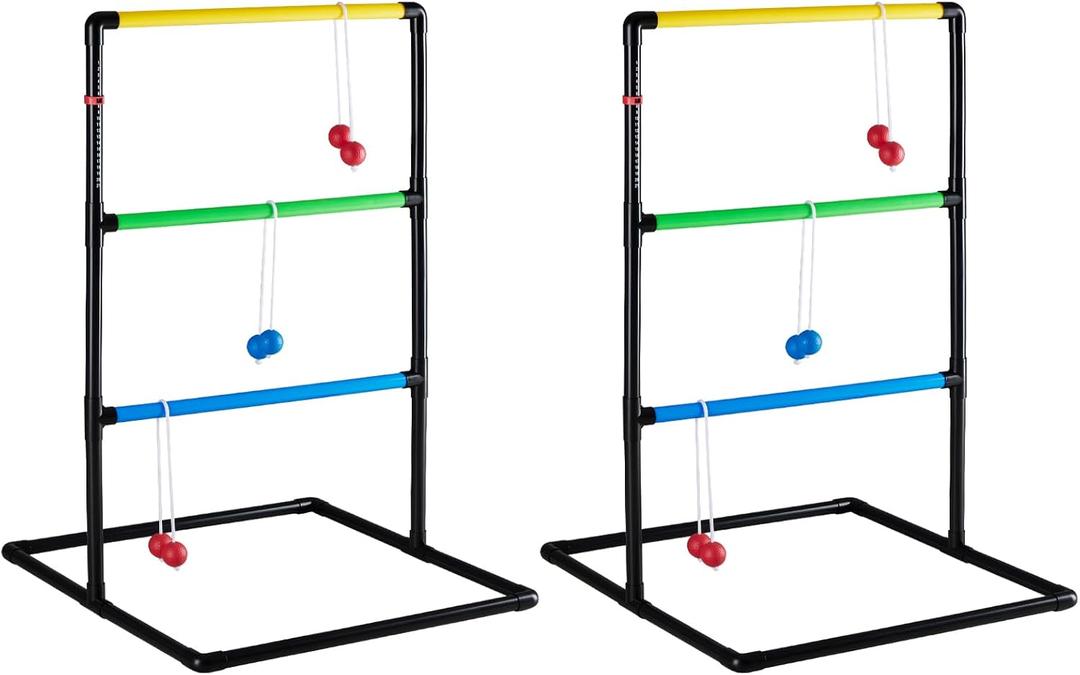 OLIXIS Ladder Ball Set for All Ages, Bolas, Scoreboards & Carry Bag, Black | All-ages family fun for any occasion. Sturdy frame, easy setup, built-in scoring, lightweight & portable.