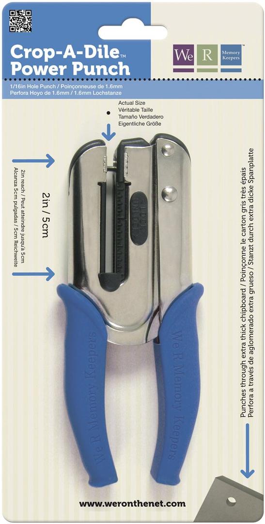 We R Memory Keepers, Crop-A-Dile Power Punch, Blue, for 1/16" Holes, Scrapbooking Tool, Compatible for Most Tin, Metal, Craft Paper, Leather, Fabric