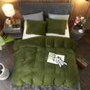 Ivellow Velvet Duvet Cover Queen Set Sage Green Comforter Cover 3Pcs Ultra Soft Cover Breathable Solid Luxury Flannel Velour Duvet Cover Zipper Closure Corner Tie