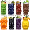 Yungyan 8 Pcs Ceramic Tiki Mugs for Cocktails Tiki Cups for Party Hawaiian Cups Tropical Drinkware for Luau Exotic Party Barware Home Bar Decoration (Mixed Styles)
