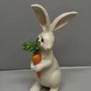 Easter-Basket Bunny-Decor-Figurines Home-Decorations - 2PC Easter Decorations Table Ornaments Resin Spring Bunny Carry Egg Basket Tabletop Decorations for Home Farmhouse 5.25H inch Newman House Studio