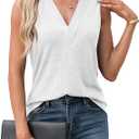 Agnes Urban Womens V Neck Tank Tops Dressy Summer Sleeveless Shirts Casual Loose Tunic Tops Blouses T Shirts, L