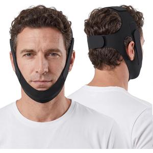 Anti Snoring Chin Strap for Sleeping Adjustable, Breathable & Comfortable Snore Stopper Device for Men & Women Effective Mouth Tape Alternative for Better Sleep & Apnea Relief (Black)