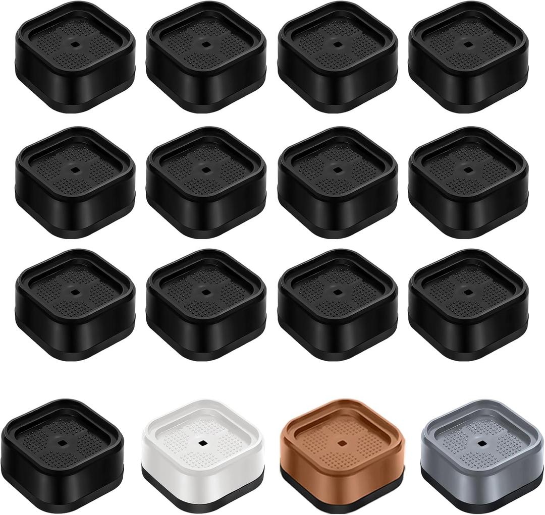 shouwuhho 12 Pack Furniture Risers Adjustable Bed Risers Heavy Duty Lifts Height 1", Square Stackable Bed Risers 1, 2 or 3 Inch for Desk Leg Table Couch Sofa Chair Bed Frame Legs Dorm, Black