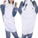 Shark Blanket Hoodie Kids Dinosaur Wearable Blanket Gifts for Girls Onesie (XS)