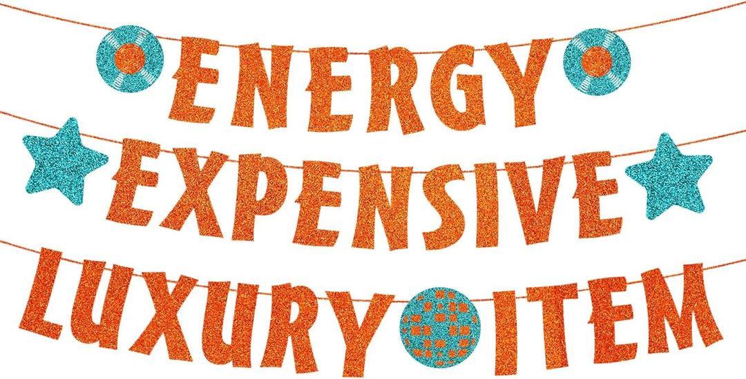 Showgirl Theme Party Banner Decor, Glitter Orange Blue ENERGY EXPENSIVE LUXURY ITEM Backdrop Banner for Showgirl Bridal Shower Party Show Girls Disco Bachelorette Showgirl Birthday Party Hanging Sign