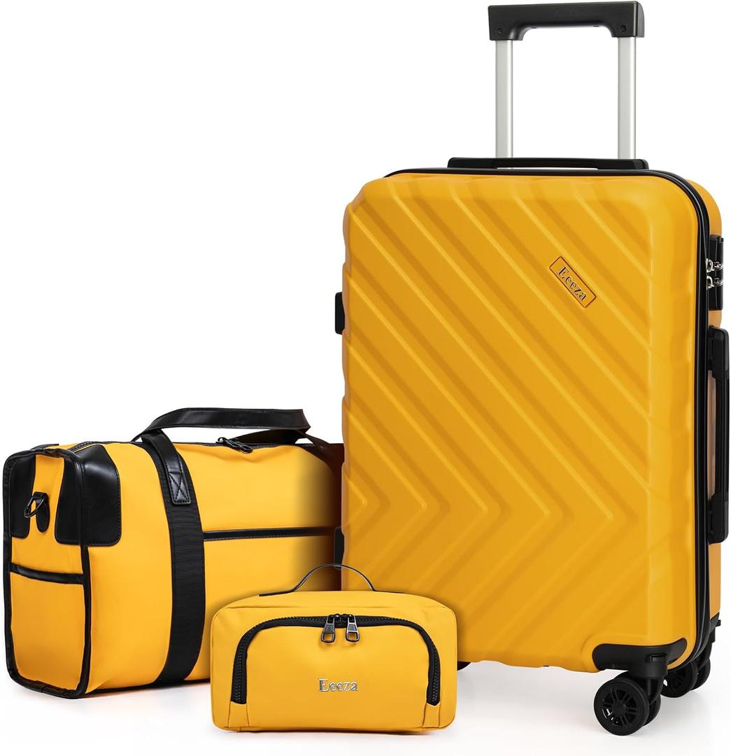 Eeeza Carry on Luggage Set 3 Piece, 20" Suitcase with Wheels,Yellow