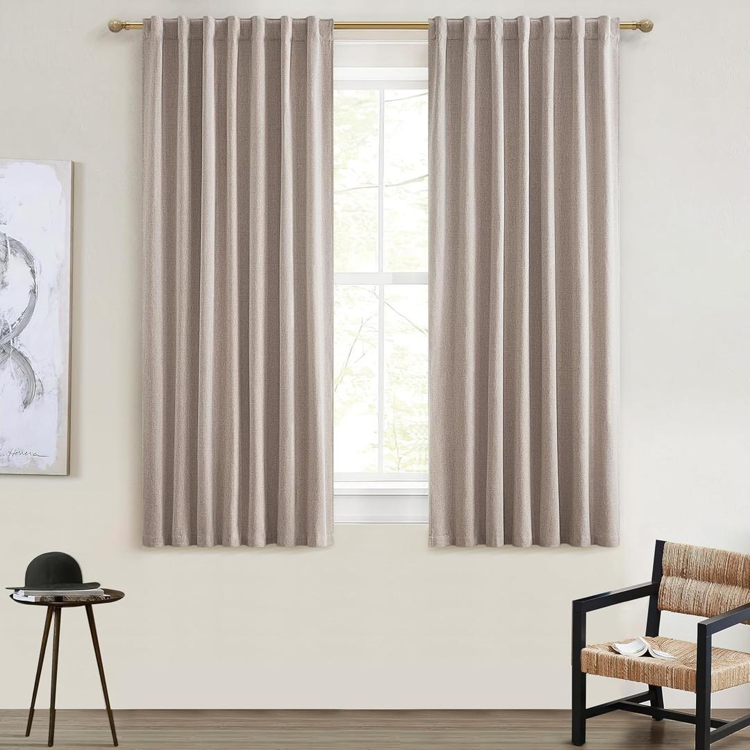 Linen 78 Inch Closet Curtains for Open Closet Doors Sliding Panels, Blackout Curtain for 80 Inches Window Heat Blocking Insulated Drapes for Summer Heat Burg for Living Room(50"W x 78"L 2Panels)