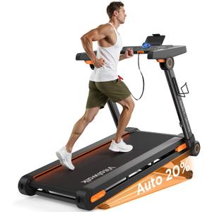 Foldable Treadmill with Auto Incline - Vitalwalk Commercial 48"x18" Wide Running Belt, 20% / 15% Incline, 10MPH, 3.5HP Brushless, Walking Pad Treadmill for Home, Auto Folding, No Installation, 350LBS