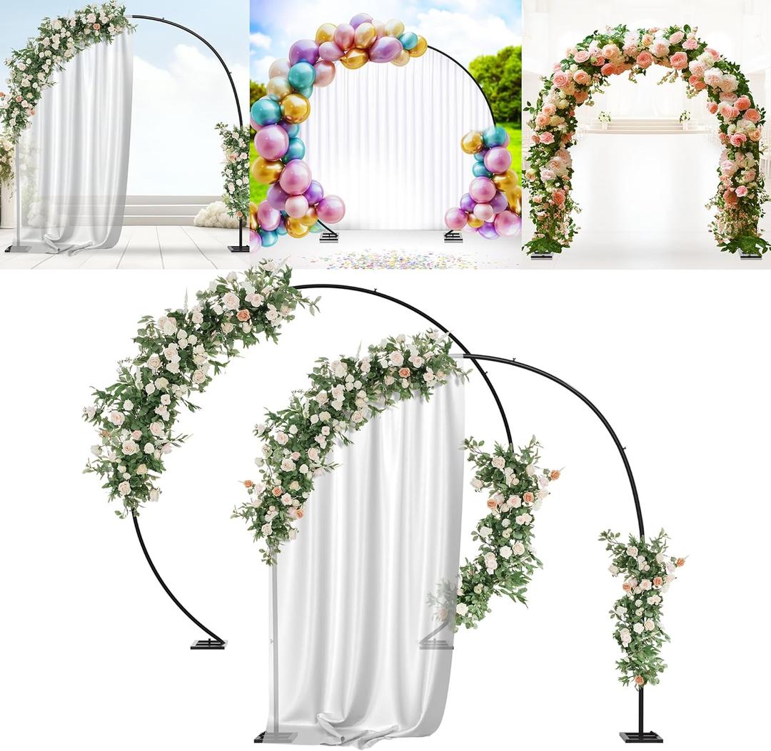 VerdeVista Convertible 6.5 FT Round Backdrop Stand - Heavy Duty Balloon Arch Stand with 2 Waterbags - Multiuse Photo Backdrop Arch, Black Circle Ring Balloon Arch Frame for Wedding Baby Shower & More 