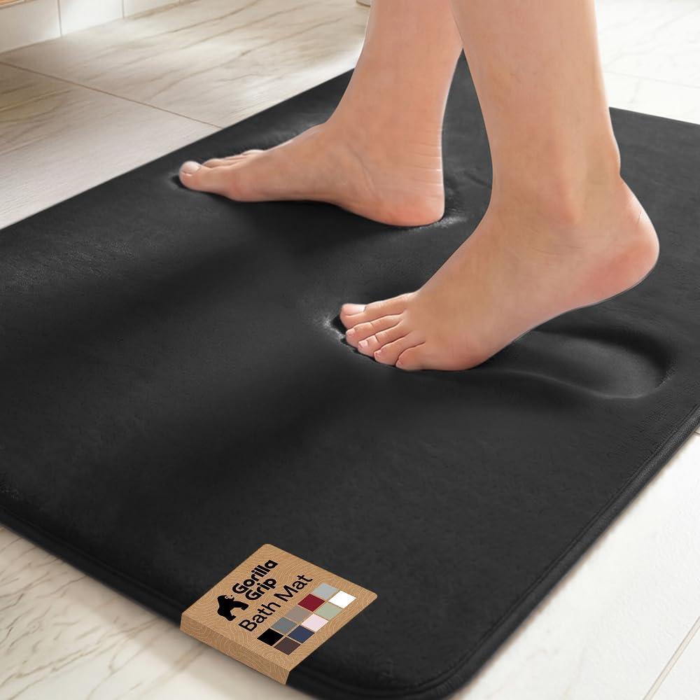 GORILLA GRIP® Memory Foam Bath Rug for Bathroom, 23x17 Black 