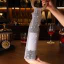 Shinylin Wine Pouch Mesh Embedded Rhinestone Wine Tote Purse Bottle Carrier Bag For Friend New Beginning Business Owner Gift