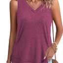 JomeDesign Summer Tank Tops for Women Loose Fit Sleeveless V Neck Shirts Casual Tshirts (Medium, Red)