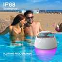 Floating Pool Speaker With Lights, Portable Bluetooth IP68 Waterproof Hot Tub Speaker for Outdoor Sports Home Party, Louder Volume, Rich Bass, Mic, 82 ft Wireless Range