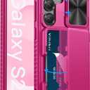 Vihibii for Samsung Galaxy S25 Wallet Case with Card Holder (4 Cards), [RFID Blocking] & Slide Camera Cover & Raised Edges Protect Screen, Heavy Duty Phone Cover for Samsung Galaxy S25 6.2", Hot Pink