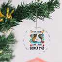 Guinea Pig Ornament, Just a Girl Who Loves Guinea Pigs Crystal Ornaments Gifts for Lovers Women, Guinea Pig Decorative Hanging Ornament for Christmas Tree