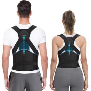 Fit Geno Posture Corrector for Women and Men HeightFit: Patented Height Adjustable Back Brace - Neck Shoulder & Full Back Pain Relief - Improve Posture Correct Hunchback Slouching Under Clothes (Large)