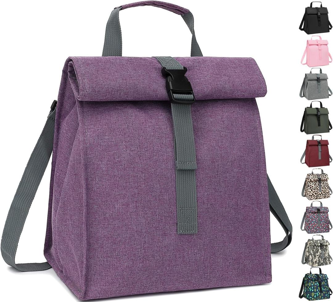 GYEUKHAM Unisex Insulated Lunch Bag, Purple, 8.8" x 6" x 9"