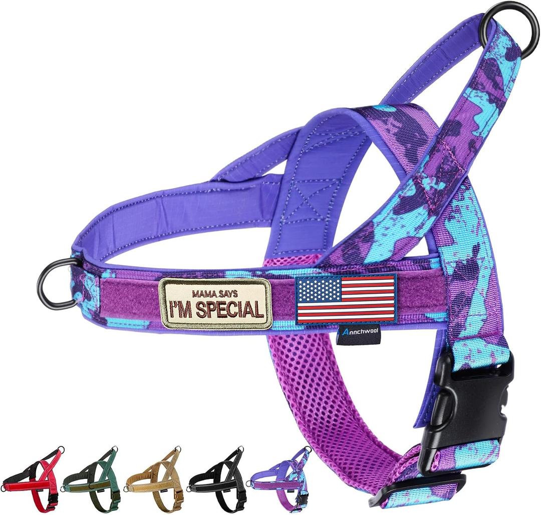 Annchwool No Pull Dog Harness with Soft Padded Handle,Escape Proof Medium