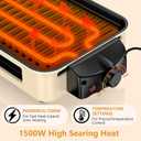 Electric Indoor Grill 1500W -2 in 1 Smokeless Indoor Grill for Kitchen with Non-stick Removable Grill & Griddle Plate,Temperature Control Korean BBQ Grill with 3 Cheese Pans Dishwasher Safe