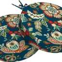 Outdoor Bistro Chair Cushions for Patio Furniture,Patio Bistro Round Foam Seat Cushion with Ties,15" D x 2.5" H,Peacock Blue