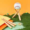 Maitys Baseball Stand Holder for Display Wooden Baseball Holder Stand Mini Sports Balls Bats Display Centerpieces Table Decorations Accessories for Friends Sports Lover Gifts