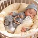 WOOROY Realistic Reborn Baby Dolls - 18 Inch Full Vinyl Body Lifelike Reborn Boy Doll Poseable Real Life Newborn Sleeping Silicone Baby Dolls Gift Toys with Accessories for Kids Age 3+