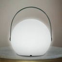 8.85 in. White Modern Sphere 16-Color RGB Dimmable Table Lamp with Handle, USB Port and Remote 