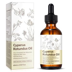 Cyperus Rotundus Oil, Natural Cyperus Rotundus Oil for Hair Removal, Reduces Unwanted Hair Growth, Moisturizes & Soothes The Skin, Reducing Body Hair Growth, Shrink Pores, Suitable for All Skin Types (2.02 Fl Oz (Pack of 1))