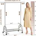 TigerParty Heavy Duty Clothing Rack for Hanging Clothes, Metal Clothes Rack Load 600 LBS, Rolling Coat Racks for Hanging Clothes with Lockable Wheels, Wardrobe Closet Garment Racks for Bedroom