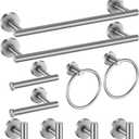 Bathroom Hardware Set Brushed Nickel, 24 Inch Towel Bar Set 10 Pieces Bathroom Accessories Set Includes Includes 2 Packs 24 Inch Towel Bar, Towel Ring, Toilet Holder and 4 Packs Towel Hooks