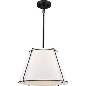 Modern Pendant Light Fixtures, 16" White Linen Drum Pendant Lights, Adjustable Hanging Light Fixture with Metal Frame, Black Chandelier for Bedroom Dining Room Kitchen Island Living Room