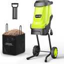 Wood Chipper, 15-Amp 1.8" Cutting Diameter Electric Wood Chipper & Shredder with 50L Collection Bag, Efficient Mulcher for Easy Clean up Ideal for Yard Waste and Branches