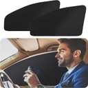 Car Window Shades - 2 Pcs Black Silk Side Front Protection Covers - Magnetic Privacy Sun Shades Curtain Keeps Cooler for Baby Kids Sleeping