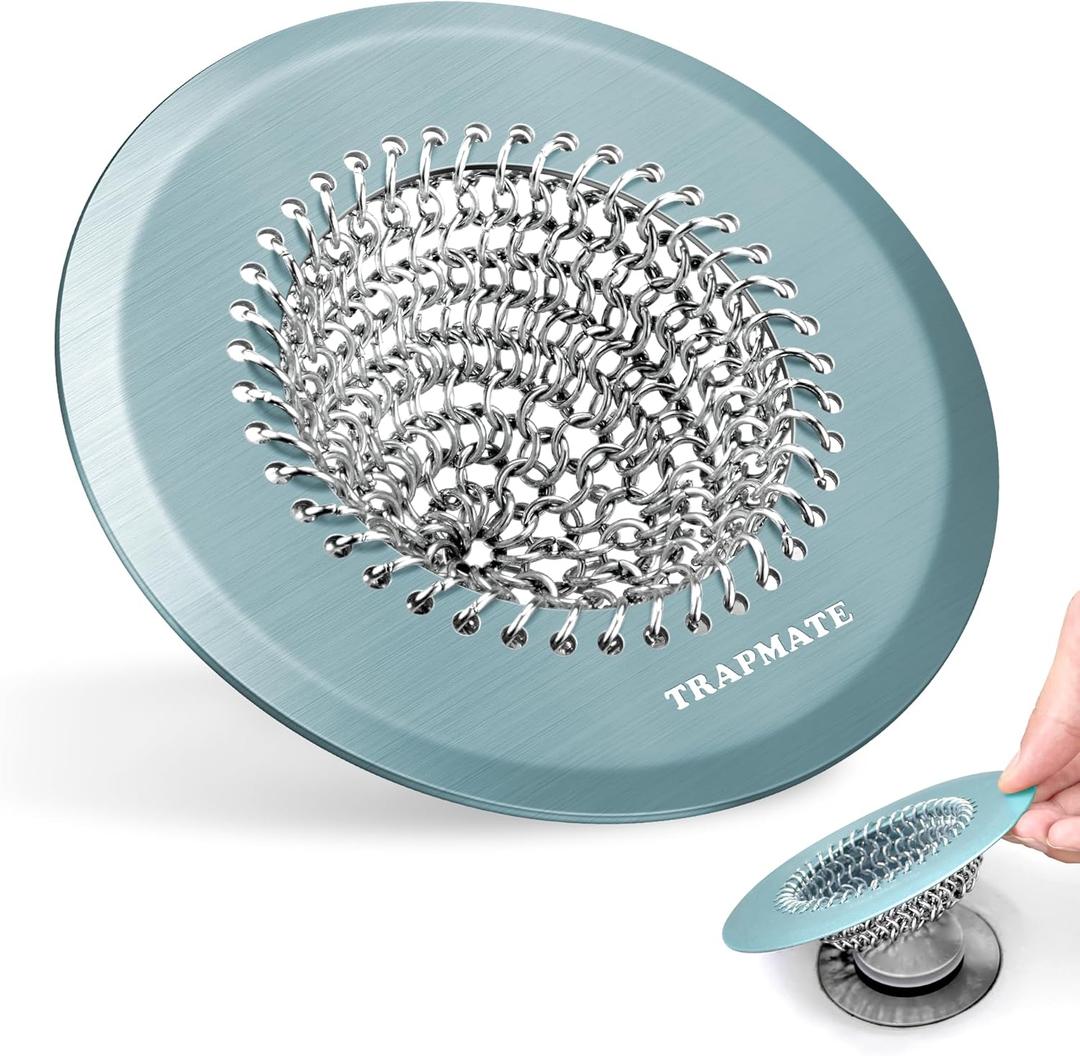 TRAPMATE Reversible Bathtub Drain Protector Hair Catcher/Easy Clean & Fast Drainage Drain Cover for Regular & Pop-up Drain (Teal)