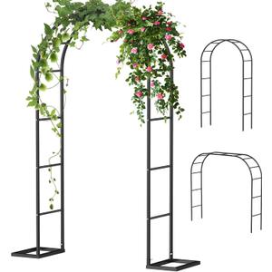 Sunexinlo Metal Garden Arbors - 2 Sizes, Weighted Arch with Base for Outdoor, Wedding Decoration, Black