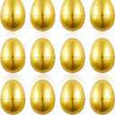 Set of 12 Golden Easter Eggs, Fillable Easter Eggs Plastic Easter Eggs Empty Easter Egg Hunt Games Party Favor Fillers Basket Stuffers Crafts for Easter Party Company Activities