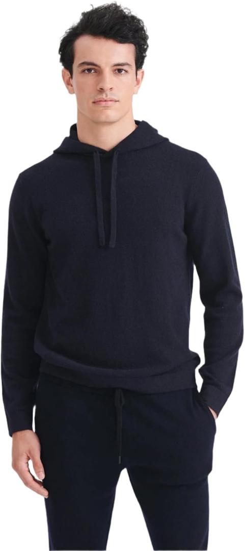 NAADAM mens The Off-duty Cashmere Hoodie (Medium, Navy)