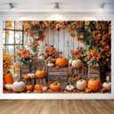 7x5ft Fall Thanksgiving Backdrop Autumn Pumpkin Harvest Barn Background Maple Leaves Baby Shower Banner Decoration Birthday Party Supplies Photo Booth Prop